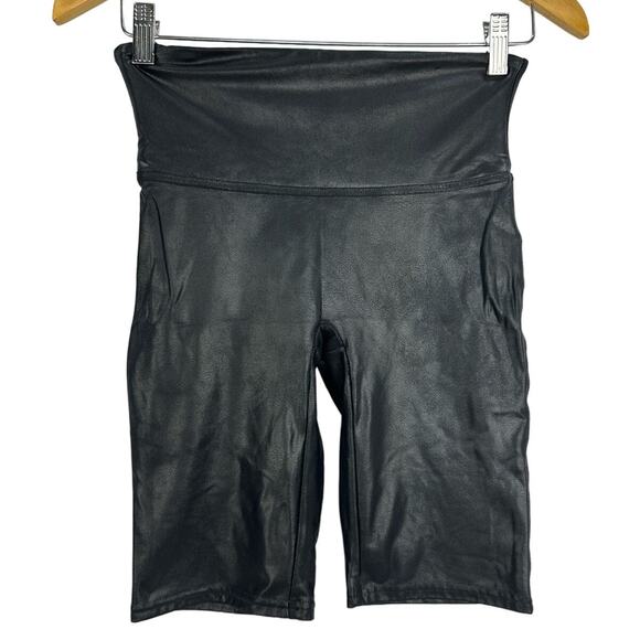SPANX Faux Leather Bike Shorts Black High Rise Compression Size Small - Picture 3 of 6